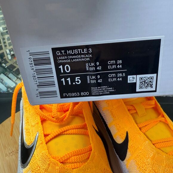 Nike G.T. Hustle 3 \'Laser Orange\' Yellow Basketball Shoes Men Size 10 NIB main image 7